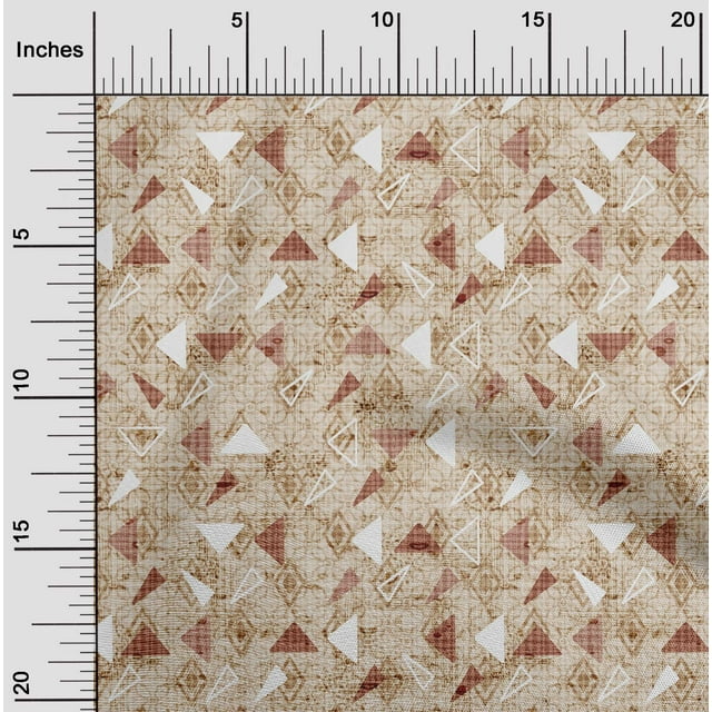 oneOone Cotton Jersey Hot Curry Fabric Texture & Triangle Geometric Craft Projects Decor Fabric Printed By The Yard 58 Inch Wide