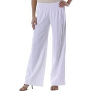 Metro7 - Women's Linen-Blend Smocked Pant