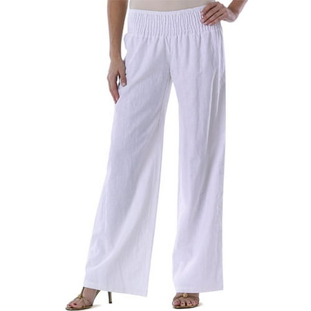 Metro7 - Women's Linen-Blend Smocked Pant