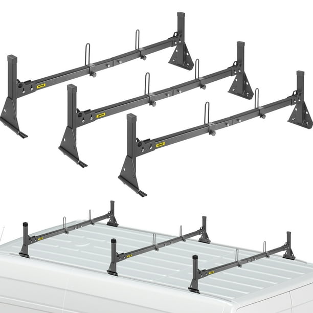 VEVOR Van Ladder Roof Racks, 3 Bars, 661 lbs Capacity, 56"57" Adjustable Steel Van Rack with