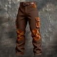 thumbnail image 2 of Waffle Weave Men's Athletic Pants Vintage Color Block Workwear Multi Pocket Brown S, 2 of 3