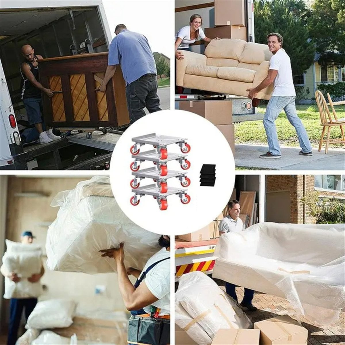 Heavy Furniture Mover 5-Wheel Furniture Dollies with Locking Wheels Load Lifter Moving Tool Set with Anti-Skid Pad Home