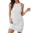 thumbnail image 2 of Blmnix Ladies' Dresses Elegant Sheath Lace Dresses White Halter Sleeveless Mini Winter Skirts for Women,S, 2 of 9