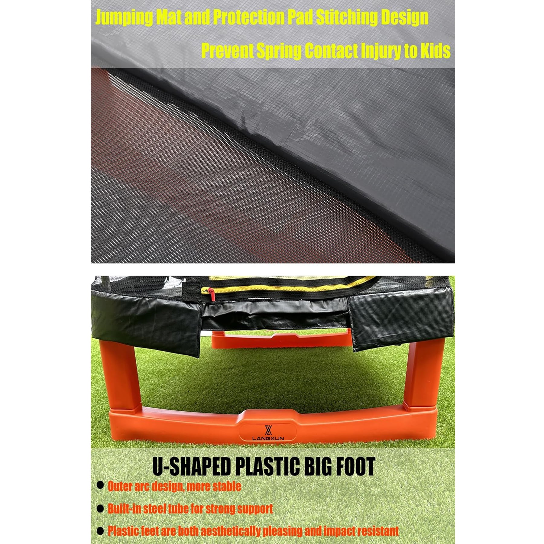 LANGXUN 6.5Ft 7-in-1 Rectangle Trampoline for Kids, with Climb, Slide, Swing, Basketball Hoop, Multi-Functional Indoor Outdoor Baby Toddler Mini Trampoline for Girls and Boys Birthday Gift, Age 1-10