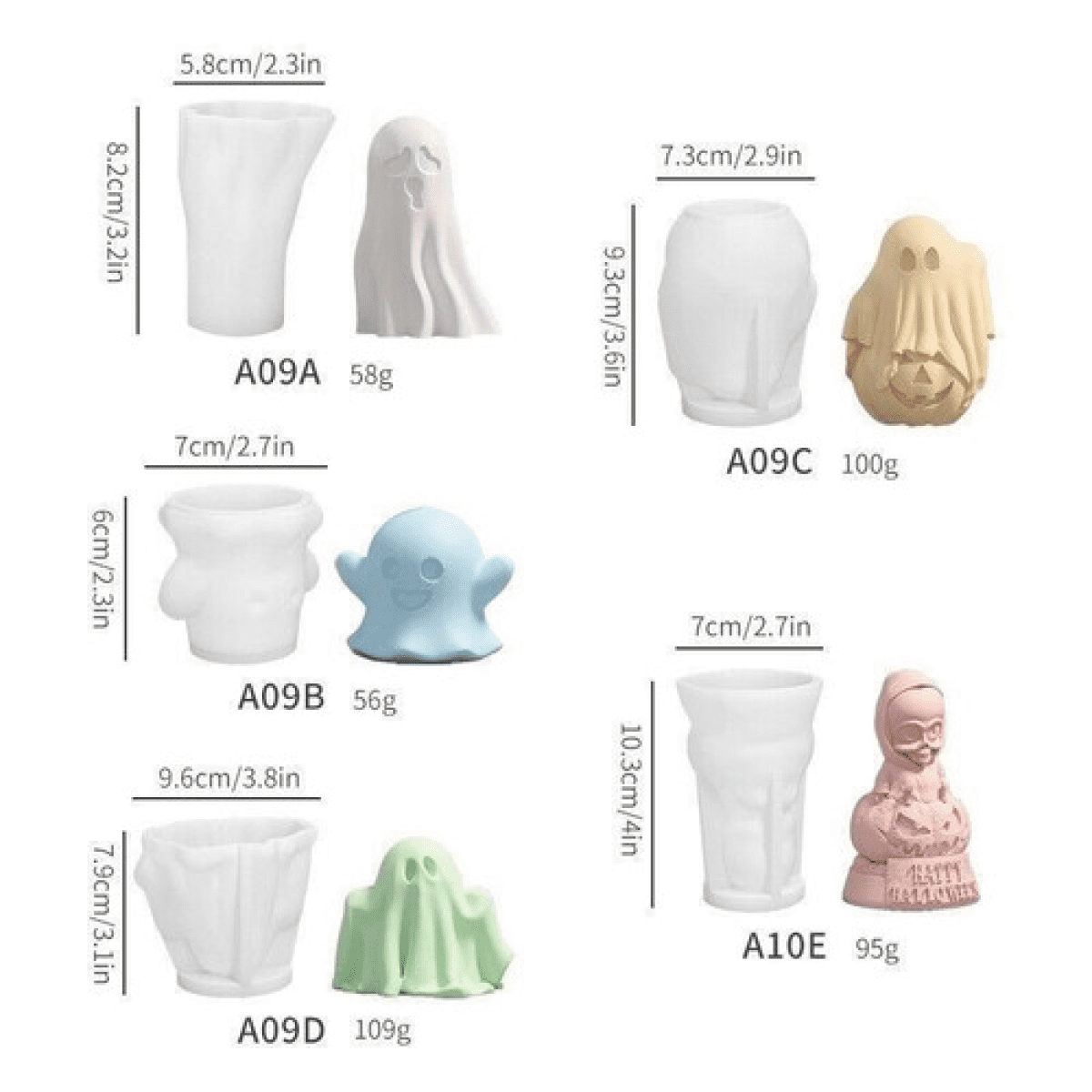Halloween 3D Ghost Silicone Mold Epoxy Resin Ghost Mould Ghost Candle Mold