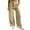 Khaki, variant on OSOLU Solid Color Women Cozy Mid-Waist Cargo Jeans Stretch Wide Leg Denim Pants With Pockets Trousers Daily Relaxed Fit Breathable Bottoms