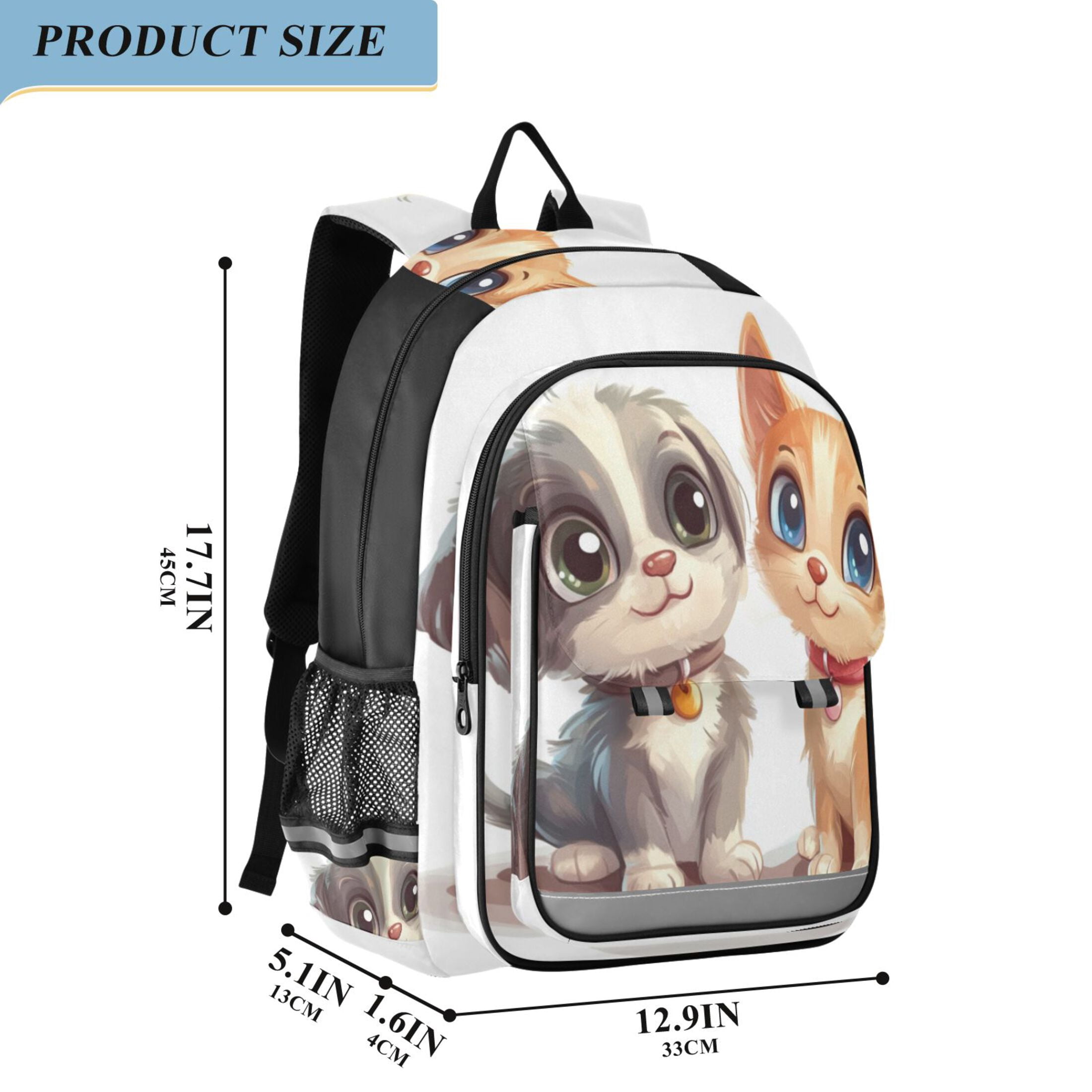 Backpack 12.9 *5.1 * 17.7 Inches Outing Backpack, Shopping Backpack, Travel Backpack Dog and Cat Friends