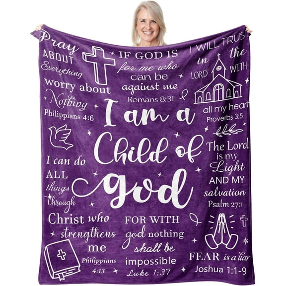 Christian Gifts for Women - Religious Gifts Blankets - I Am A Child of God Throw 60"X50" - Christian Gift Prayer Blanket - Christian Christmas Birthday Gifts - Bible Verses Catholic Gifts