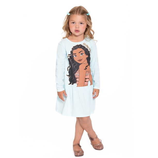 chinese dress ladies Disney Princess Toddler Girl Moana Childlike Ruffle Flutter-Sleeve Dress Turquoise, Turquoise / 2 Years