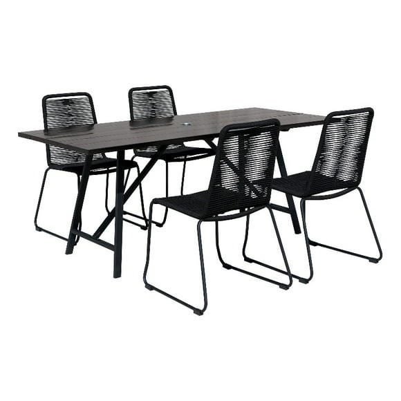 Armen Living Koala and Shasta 5-Piece Wood Dining Set in Dark Wood/Black