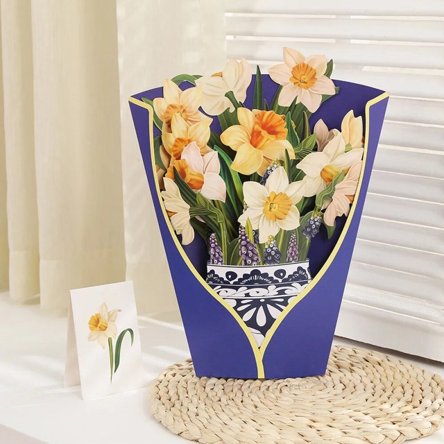 Ramo de flores Tarjeta de felicitación 3D Pop Up Forever Rose Lillies Tulip Flower Note Cards Sobres Día de la madre Gracias Regalo