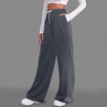 thumbnail image 2 of Women's Lined Sweatpants High Waisted Wide Leg Yoga Pants with Pockets Casual Comfortable Workout Joggers Straight Bottom Pants, 2 of 2