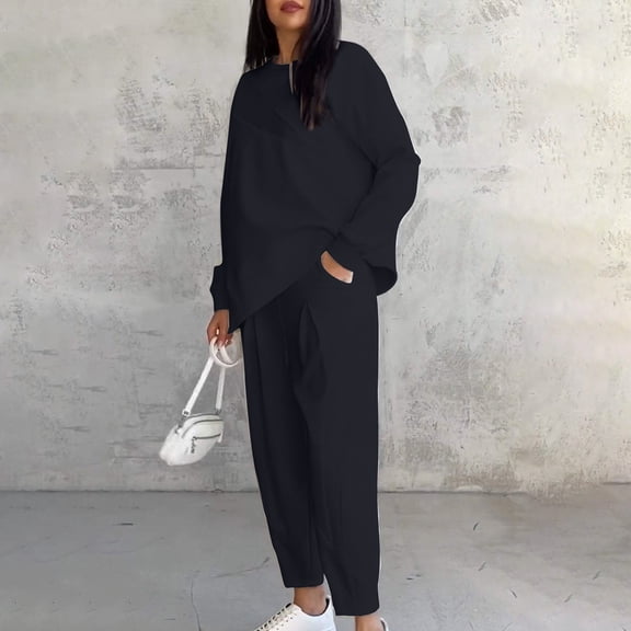 TMOYZQ Womens 2 Piece Outfits Lounge Pullover Hoodie Sweatsuit Sets Oversized Long Sleeve Sports Sweatshirt Baggy Fall Fashion Sweatpants with Pockets