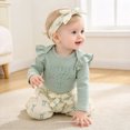 thumbnail image 5 of larppty Newborn Baby Girl Clothes Little Sister OutfitLong Sleeves Romper Pants Baby Clothes for Girls, 5 of 7