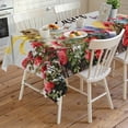 thumbnail image 4 of Spring Easter Bunny Rectangle Tablecloth, Grey Wooden Red Floral Easter Eggs Waterproof & StainResistant Tablecloth, Washable Oil-proof Table Cover for Dining/Party/Wedding/Camping/Buffet 60x120 In, 4 of 9