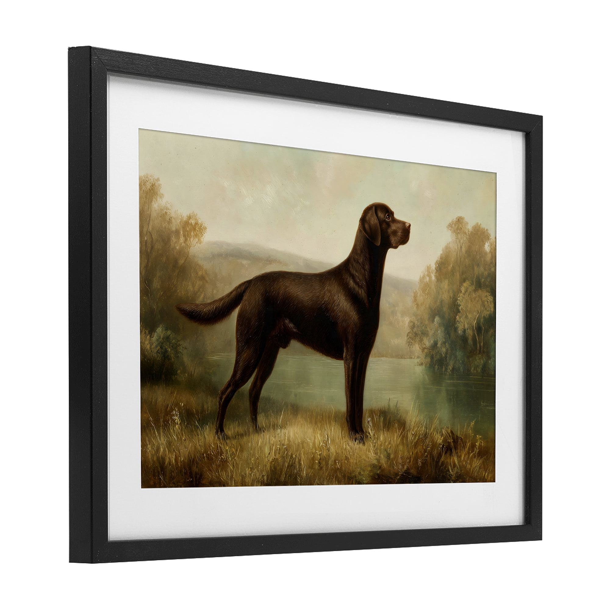 Stupell Industries Chocolate Brown Labrador Black Framed Print Under Glass, design by Petal Prints Design