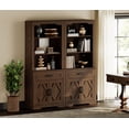 thumbnail image 2 of WAMPAT 5-Tier Bookcase with Doors & Drawers, 73.3-Inch Farmhouse Style Library Shelf, Freestanding Storage Unit for Living Room, Bedroom, Home Office, Rustic Brown, 2 of 8