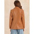 thumbnail image 3 of DARING DIVA Women's Faux Leather Jacket Lapel Collar PU Biker Moto Casual Oversized Blazer XS Caramel, 3 of 6