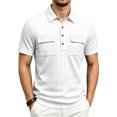 thumbnail image 5 of Polo Shirts for Men Summer Short Sleeve Relaxed Fit Jacquard Texture Lapel Collar Business Casual Work T Shirt Golf Shirts, 5 of 7
