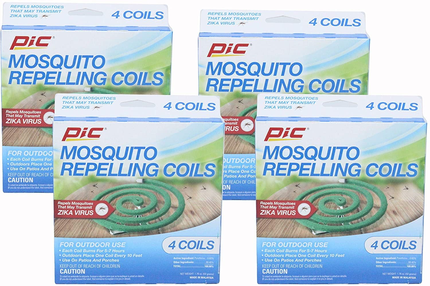 Pic C824 Mosquito Repellent Coils, 4 packs of 4 (16 Coils))