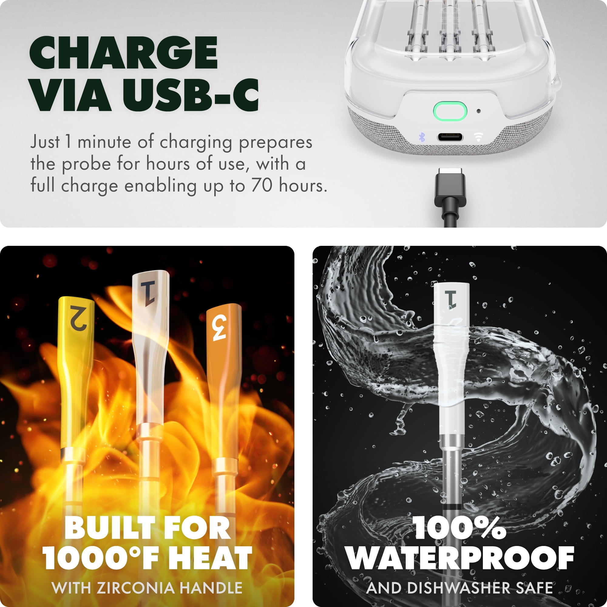 iQ Sense by CHEF iQ Smart Wireless Thermometer, WiFi Unlimited Range, 5 Sensors, 3 Ultra-Thin Probes - 2025 Version, Gen 3