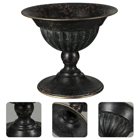 IDEANATEGRATE Florero De Metal Negro Vintage Para Arreglo Floral Y Centro De