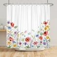 thumbnail image 2 of MIZHONA Spring Floral Shower Curtain Watercolor Flowers Plants Fabric Bathroom Curtain 72x72 in, 2 of 4