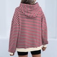 thumbnail image 4 of Jinhomg Drawstring Hooded Sweatshirts for Women 2025 Trendy Striped Printed Pullovers Oversized Lightweight Cozy Long Sleeve Fall Tops with Pocket 2025 Saving Wine L, 4 of 6