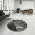 thumbnail image 4 of Ahgly Company Machine Washable Indoor Round Transitional Charcoal Black Area Rugs, 6' Round, 4 of 7