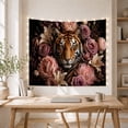 thumbnail image 5 of Floral Garden Portrait with Tiger'S Head Facing Directly, Mystical Fantasy for Space Lovers, Galaxy Room Decor, Valentine'S Day Gift, Tapestry Wall Hanging for Bedroom and Dorm, 5 of 7