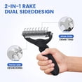 thumbnail image 2 of Double-Sided Pet Grooming Rake - 4-in-1 Professional Pet Grooming Kit, Deshedding Dematting Tool for Dogs, Cats, Extra-Wide Grooming Brush & Deshedder Comb for Long and Short Haired Pets(4PCS Black), 2 of 7