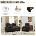 thumbnail image 5 of Bonzy Home Electric Power Recliner Sofa Set Theater Seating with Console Living Room Furniture Set, Cup Holders, Hidden Arm Storage, USB Ports, Brown, 5 of 7