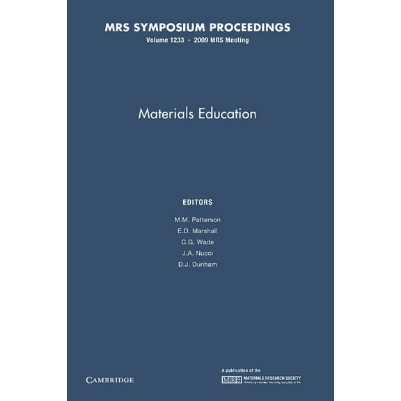 Mrs Proceedings Materials Education: Volume 1233, (Paperback)
