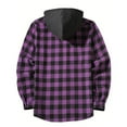 thumbnail image 5 of Gmluru Men's Plaid Jacket Patchwork Hooded Button Long Sleeve Shirt Blouse Plaid Winter Coats, 5 of 6