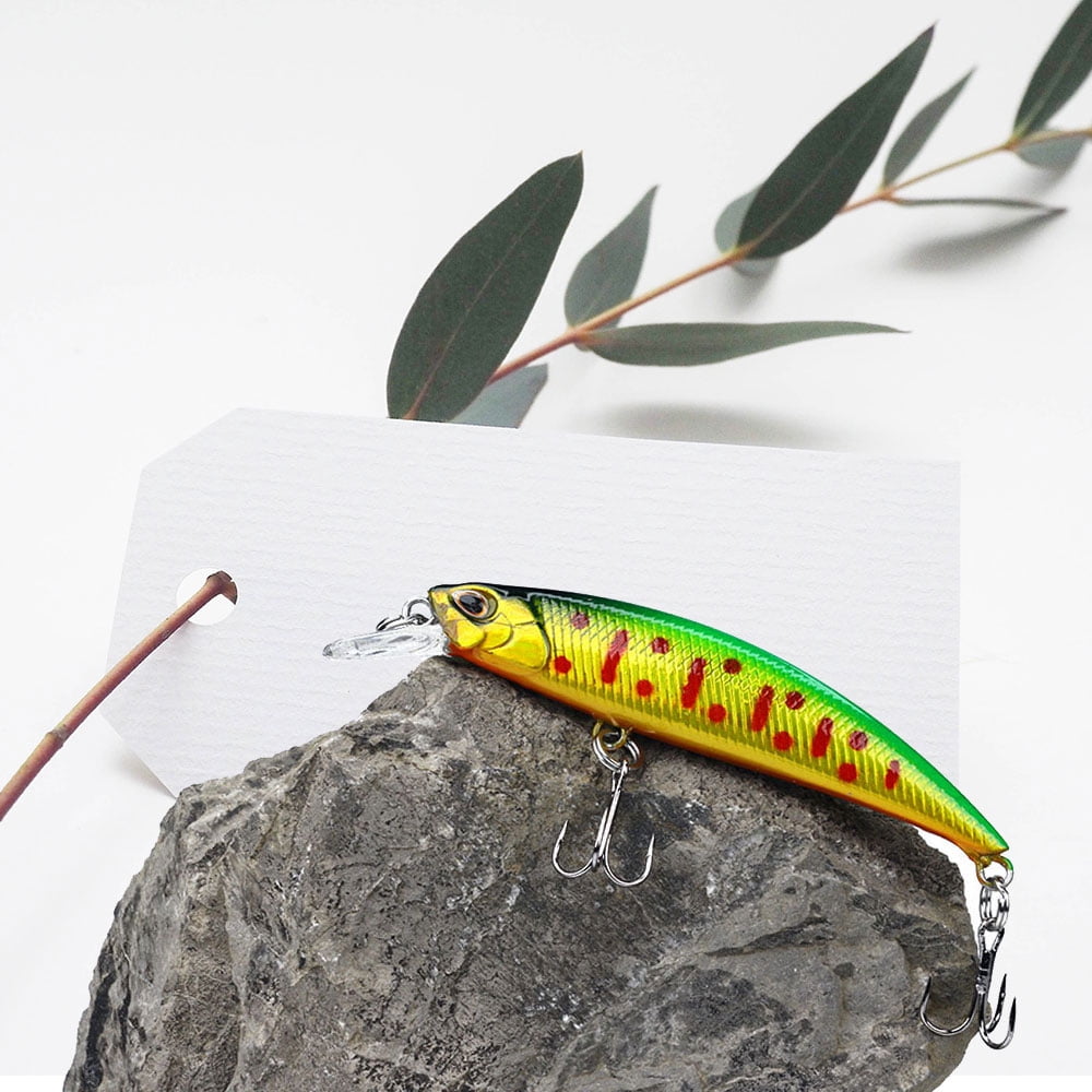 HENGJIA Fishing Lures Large Hard Bait Minnow VIB Lure with Treble Hook Life-Like Swimbait Fishing Bait Popper Crankbait Sinking Lure for Trout Bass Walleye Redfish, 10PCS