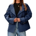 thumbnail image 3 of Double Breasted Women Long Sleeved Casual Trench Coat Lapel Jacket, 3 of 6