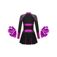 thumbnail image 2 of YEAHDOR Cheer Team Uniform for Schoolgirls Cheerleading Outfit Carnival Masquerade Costume Dress with Hand Flower Balls Black&Hot Pink 14, 2 of 6