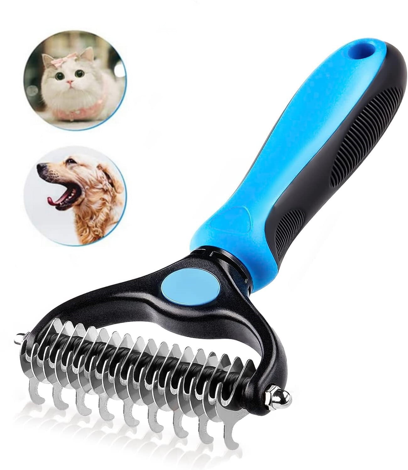 Pet Dematting Comb, Double Sided Dematting and Shedding Brush Undercoat ...