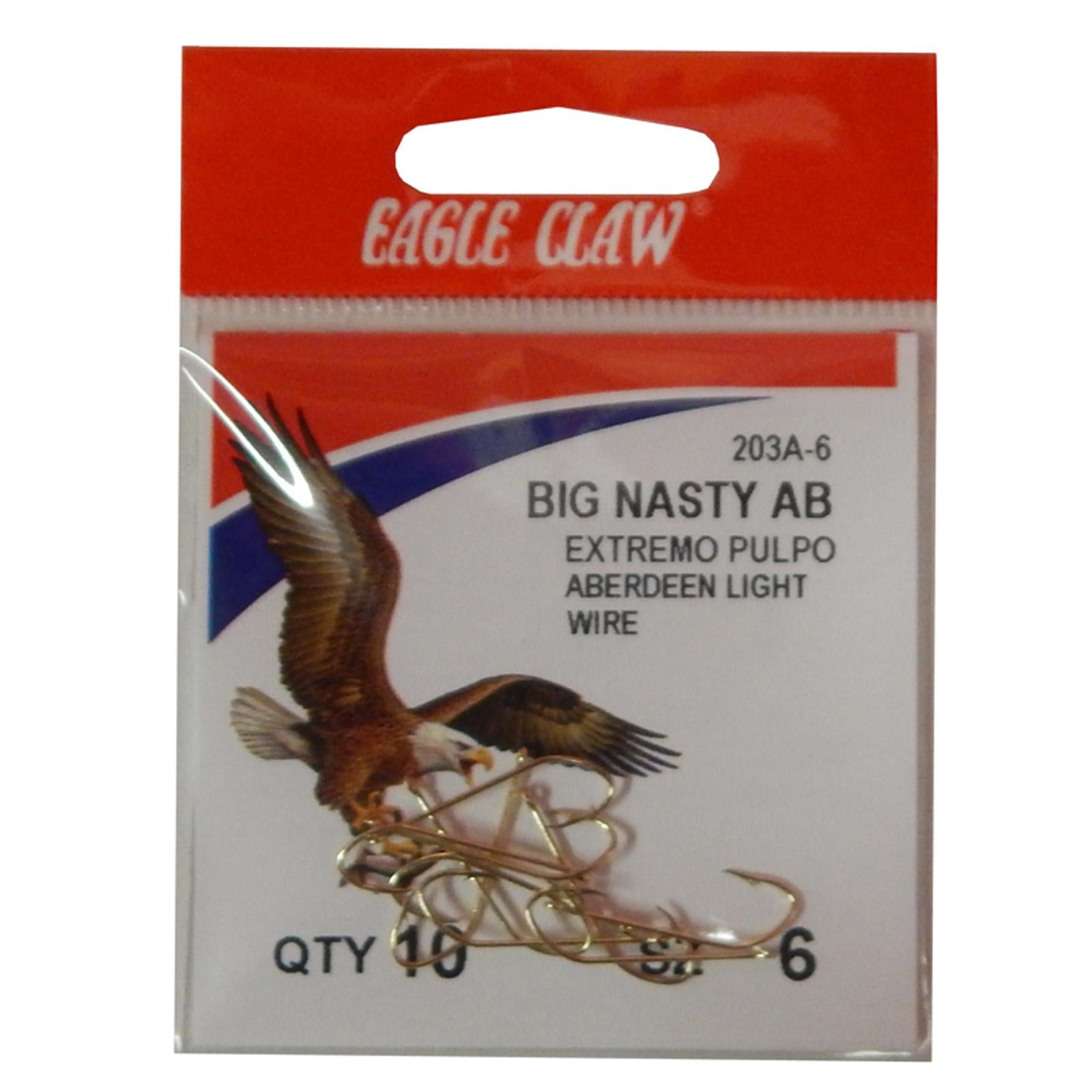 Eagle Claw Big Nasty AB Aberdeen Light Wire Hook, Gold, Size 6, 10 Pack ...
