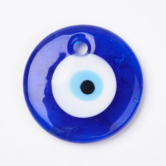 Handmade Lampwork Pendants Flat Round Blue 59x8mm Hole: 6mm
