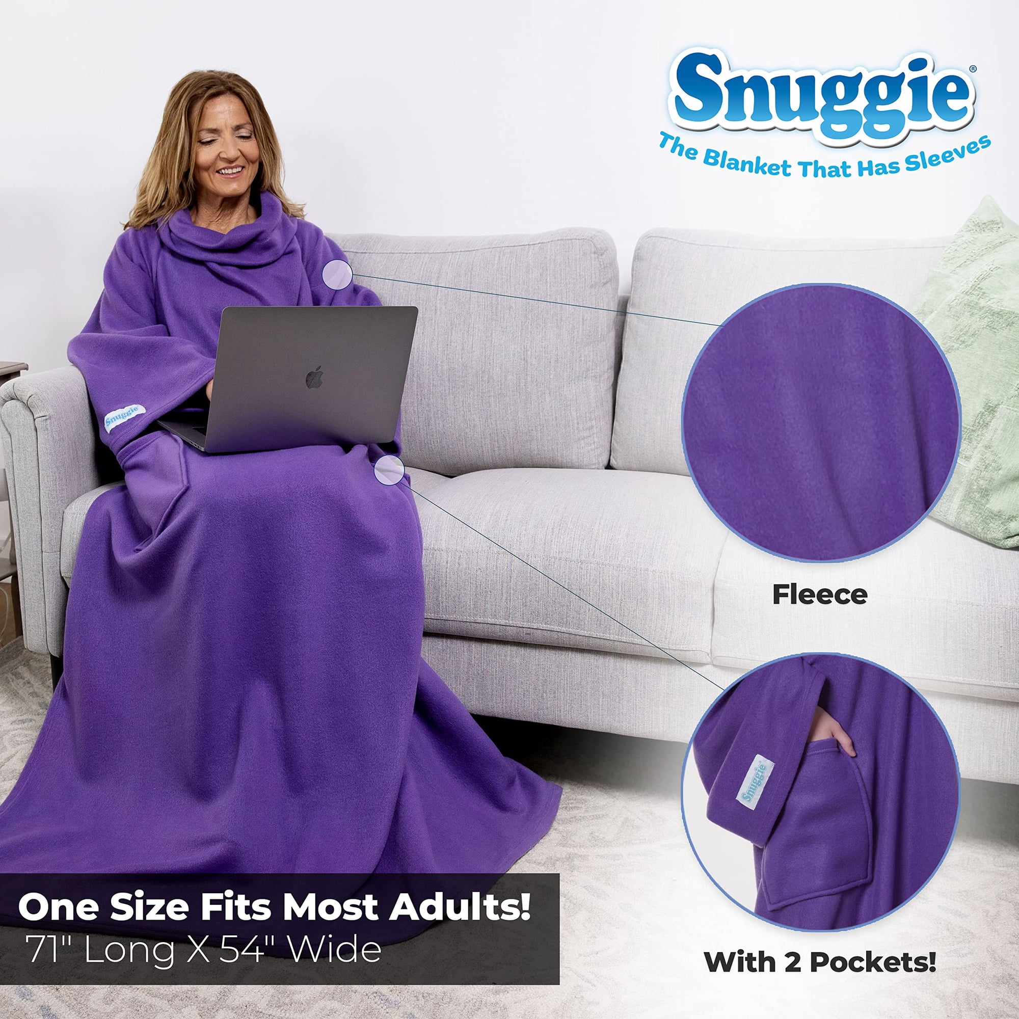 Snuggie- The Original Wearable Blanket That Has Sleeves, Warm, Cozy, Super  Soft Fleece, Functional Blanket with Sleeves u0026 Pockets for Adult, Women,  Men, As Seen On TV- Purple | Walmart Canada