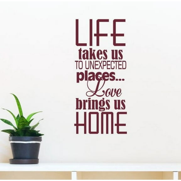 Love Home Decor Life Takes Us Places Wall Decals Vinyl Lettering Quotes 23x11-Inch Burgundy