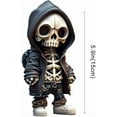 thumbnail image 5 of JASGARDE Cool Skeleton Figurines, Halloween Skeleton Doll, Mini Skeleton Resin Crafts Ornament Lifelike Skull Statue, Personality Unique Skull Resin Figurine for Home Office Desk Decorations, 5 of 6