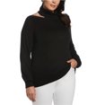 thumbnail image 1 of Ella Rafaella Womens Rib Trim Pullover Sweater, Black, Plus Size, 1X, 1 of 2