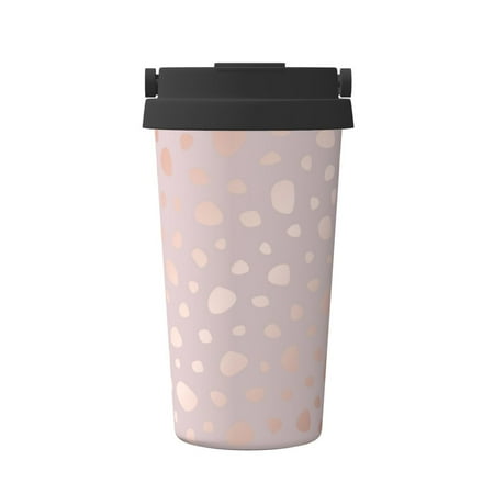 

Pofeuu Rose Gold Abstract Spots 1 Print Coffee Mug Iced Coffee Tumbler Cup Double Wall Vacuum Leak-Proof Thermos Mug CoffeeThermos Travel Mug