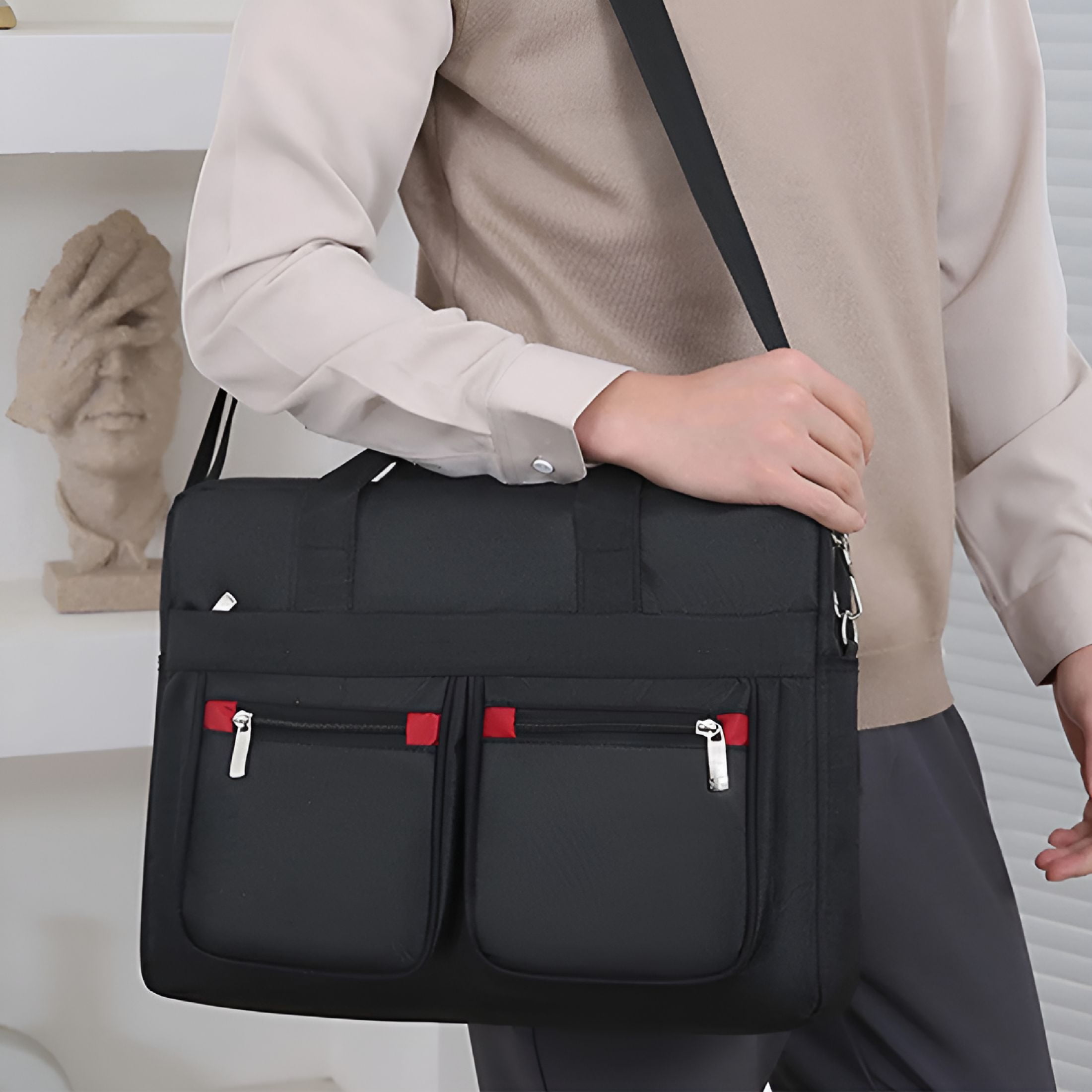 GASTROPOD Large Briefcases for Men Tote Bag Laptop Case Work Bags Office Messenger Bag Handbags Sports Travel Chest Rucksacks Shoulder Crossbody Rucksacks Bag with Multiple Pockets