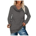 thumbnail image 1 of Annhoo Going out Tops for Women Long Sleeve Ruched V Neck T Shirts Fall Plus Size Casual Loose Solid Color Tunics, 1 of 6