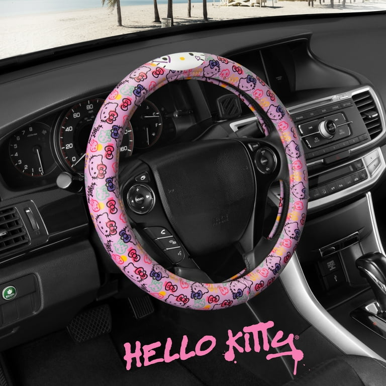 Hello Kitty Steering Wheel Cover Official Sanrio Car Steering Wheel Cover with Universal Size 14.5 15.5 Cute Steering Wheel Cover for Women Hello
