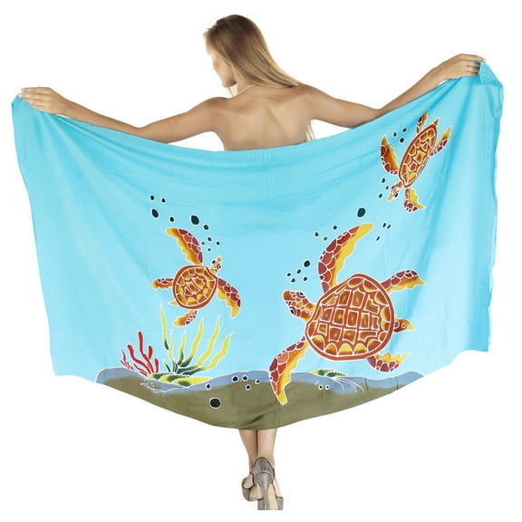 HAPPY BAY Women's Beachwear Summer Bikini Wraps Beach Wrap Swimwear Sarong Swim Cover up Skirt Bathing suit Pareo Coverups for Women One Size Turquoise, Turtle