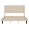 thumbnail image 5 of King Size Platform Bed with 54 "High Headboard, Wooden Mid Century Bed Frame with Slat Support and High Back Design, Stylish High Headboard Bed for Reading or Relaxing, No Box Spring Needed, Beige, 5 of 7